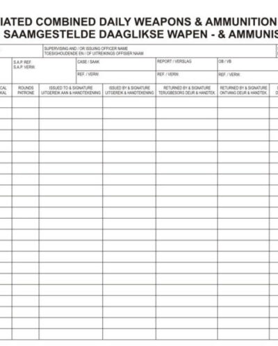 Weapon and Ammunition Register