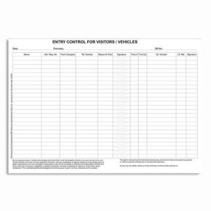 Vehicle Entry Control Log Book